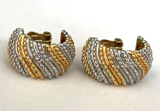 Boucle d'oreille clips Doré & Argenté très lumineux H=3cm comme Neuf