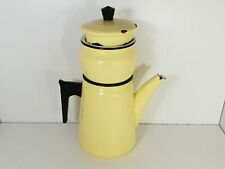 Cafetière ancienne vintage coffee pot AUBECQ tole émaillée jaune enamelled