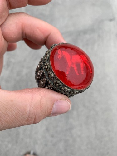 Gold horse inlay ruby - ruby, in