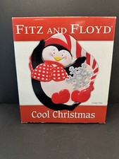 New IN OPEN BOX Fitz & Floyd Cool Christmas Penguin Canape Plate
