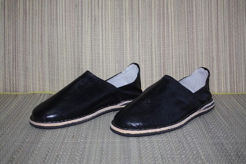 Babouches cuir noir - cuir, avec