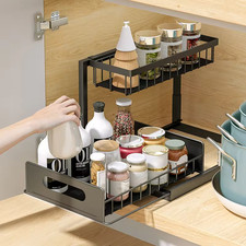 Étagère sous évier en métal, organisateur d'armoire de cuisine avec tiroir
