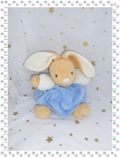 Doudou Peluche Lapin Boule Bleu Clair Blanc Beige Plume Kaloo