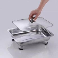 Chafing dish rectangulaire en métal avec couvercle pour hôtels, traiteurs,