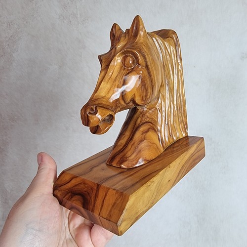 Vintage carved wood horse - carved,
