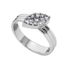 14K or Blanc Feuille Bague Diamant Déguisement Fantaisie Anniversaire Cadeau 6.5