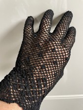 Ancienne paire de gants noire brodé dentelle taille 6/7
