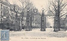 Antique postcard PARIS 23 la grille du parc Monceau stamped