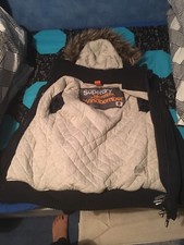 Superdry Homme Veste Manteau Veste Doublée SHERPA Coupe-Vent Bleu Marine 