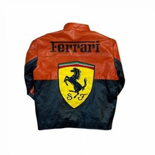 Ferrari F1 Racing Jacket Men Cowhide Leather | Formula Man F1 Raceway jacket