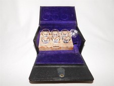 Antique Portable Travel Holy Communion Box with Glass Cups 7 Pc Set
