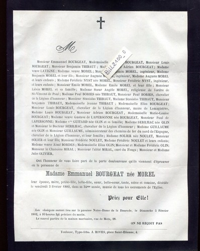 Faire part décès - de,