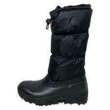 Auth HUNTER - Black Nylon Rubber Leather Women's Boots