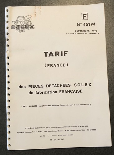 Tarif pièces détachées - tarif,