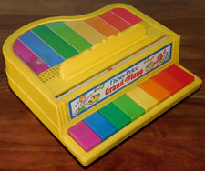 vintage 1986 GRAND PIANO FISHER PRICE usa NOTES de MUSIQUE ENFANT DO RE MI FA LA