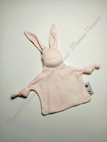 Doudou plat lapin rose pâle - doudou,