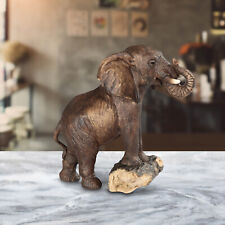 5.5"H Elephant on Tree Trunk Figurine Room Decor