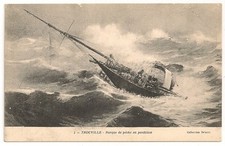 Old postcard TROUVILLE fishing boat SEA postcard