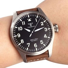 43mm NH35A Pilot Aviator Watch Automatic Men's Watch Black Dial Sapphire Crystal