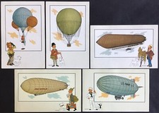 TINTIN 5 Chromos Voir et Savoir L’Aérostation 1955 série 6 Bon état