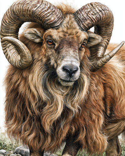 Shaggy mouflon ram close - shaggy,