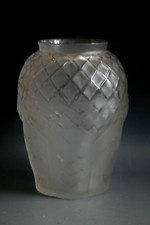 ANCIEN VASE ART DECO ANDRE HUNEBELLE FEUILLAGE EN VERRE