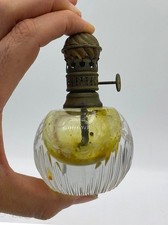 Tiny Burn Lamp Perfume CRYSTAL Acid Engraved - Late 19th Century - H. 10.4
