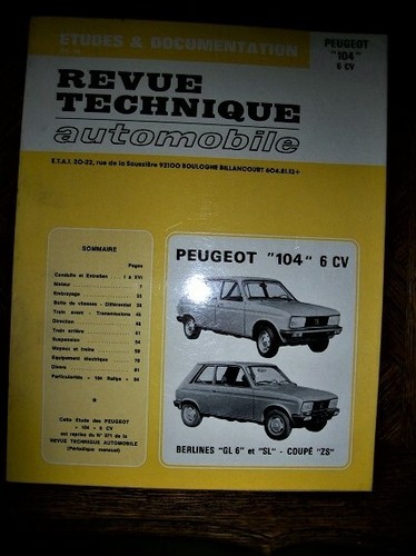 Revue technique peugeot 104 - peugeot,