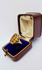 ancienne bague or 18 carats tête d'aigle Pierre citrine Art Nouveau Taille 54