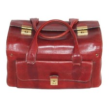 Vintage Burgundy Leather Tote / Vanity