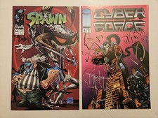 Spawn 14 1993 & Cyber Force 8  both Signed by Todd McFarlane Lot