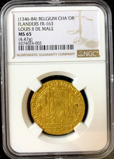 Belgium 1346-1384 Flanders Louis II de Mâle Gold Chaise d'or NGC MS65