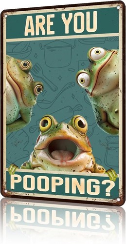 Pooping frog sign aluminum - pooping,