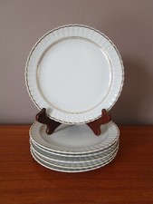 6 ASSIETTES A DESSERT 19 CM PORCELAINE DE LIMOGES BERNARDAUD & CIE LISERES DORE