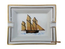 Hermes Paris made in France cendrier porcelaine decor voilier bateau 