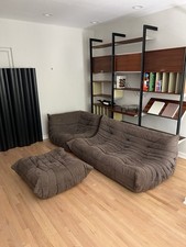 Authentic LIGNE ROSET Togo 3-Pc Sectional Sofa in Brown Alacantra