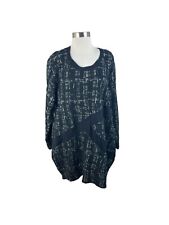 Trasparente 1 1X Black Textured Lagenlook Knit Tunic