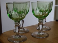 VAL ST LAMBERT 4 ANCIENS VERRES APERITIF CRISTAL MOD OLIVES OURALINE ht 10,7 cm