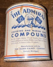 Vtg 1940s 50s The Admiral Caulking & Marine Seam Compound 1 Pint Can Tin Detroit