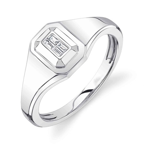 14k white gold diamond - white, signet