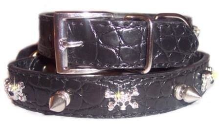 Black croc dog collar with - croc,