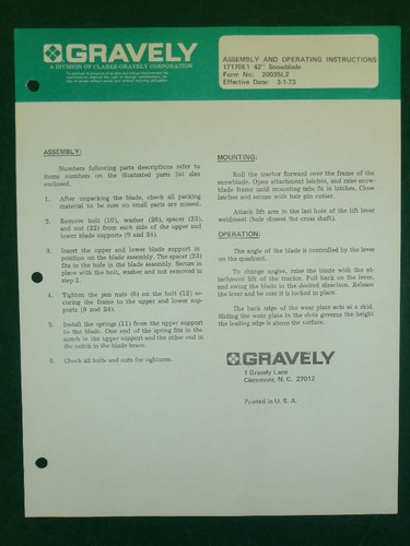 Gravely snowblade assembly - gravely, 42"