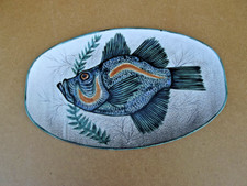 Quimper Plat  Patrik Chaussepied 1937-1985 Faience Pièce unique décor poisson