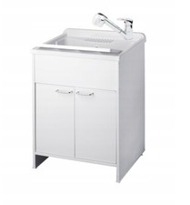 Ensemble Évier Avec Meuble Inclus Robinet Monocommande Télescopique 60 X 60 Cm