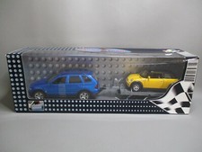 LE6335 hobby cars car BMW X5 blue + trailer with mini cooper yellow