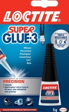 Colle puissante transparente super glue 3 précision liquide 5Gr LOCTITE