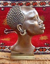 Sculpture Buste en Bronze  de Femme Africaine 1930/1950 Franz Hagenauer