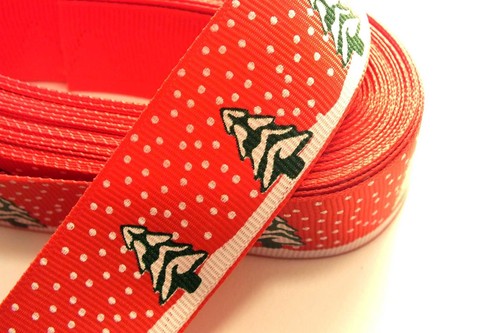 Ruban polyester rouge motif - rouge,