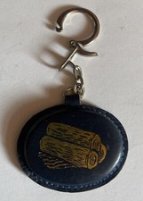 Brazzaville blue faux leather gold log keychain