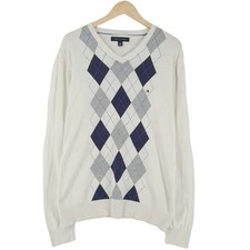 Pull Vintage V-Cou En Losanges